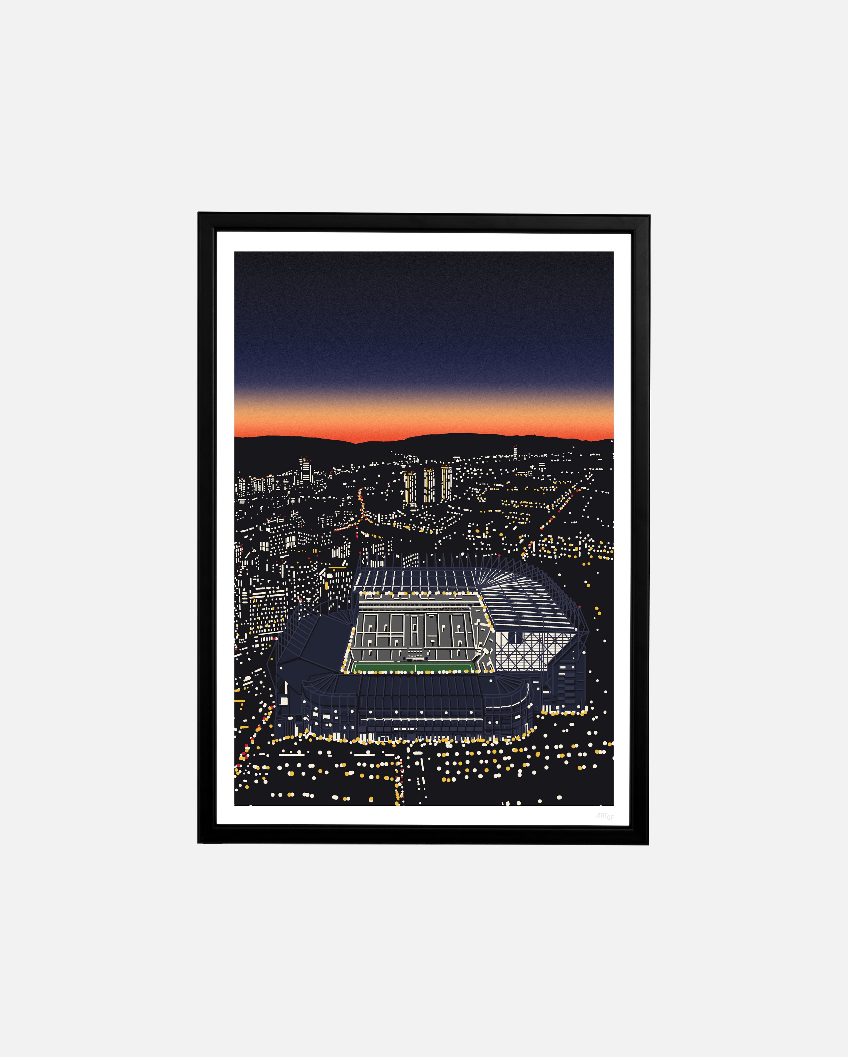 ART OF Toon Under The Lights Framed Print | NUFC Football Wall Art