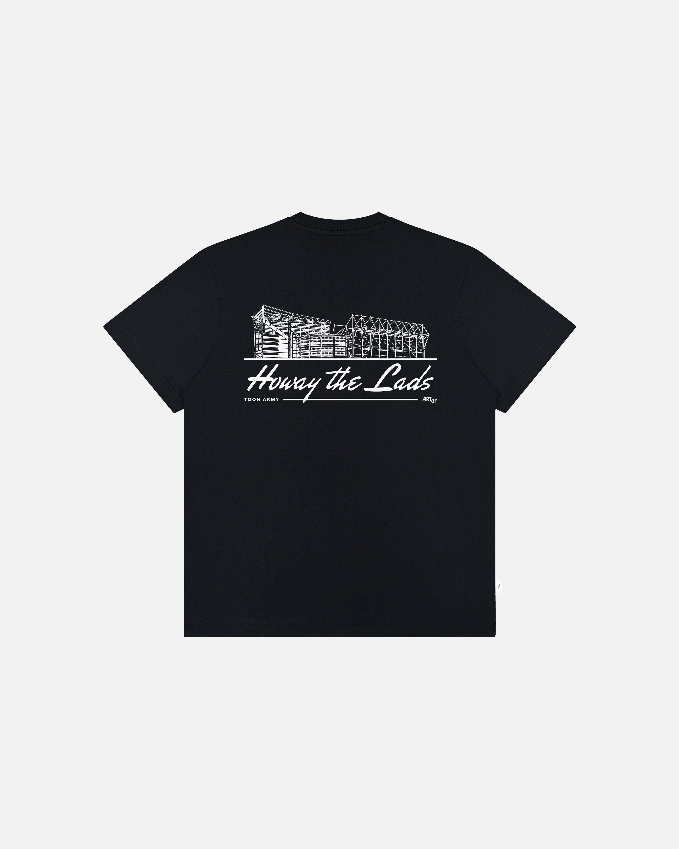 ART OF Howay The Lads Stadium | NUFC Black Graphic Football T-shirt